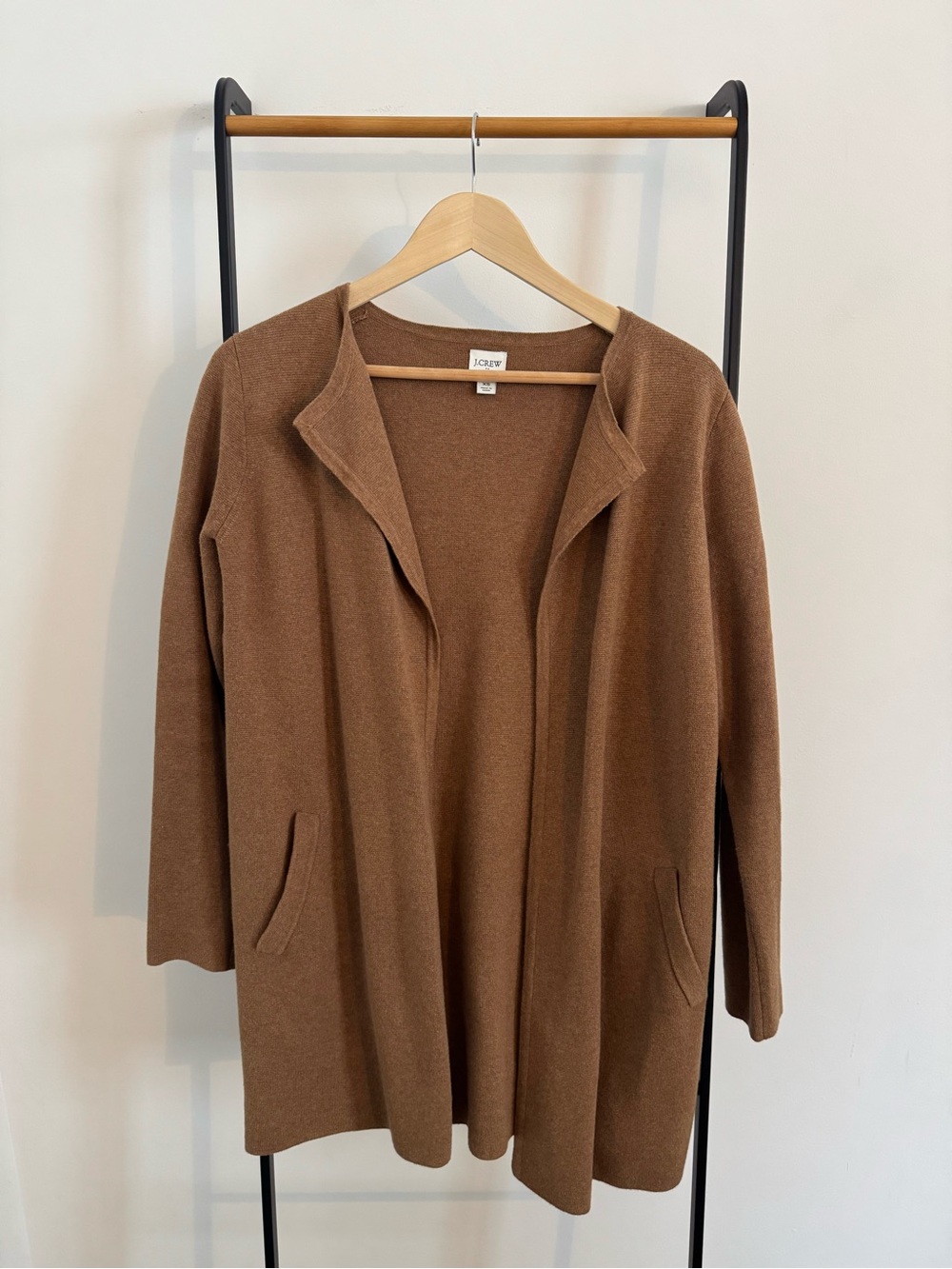 J. Crew Camel Open-Front Knit Cardigan